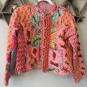 Handmade cotton beautiful patchwork Quilted Jacket. Made in India. NWT.